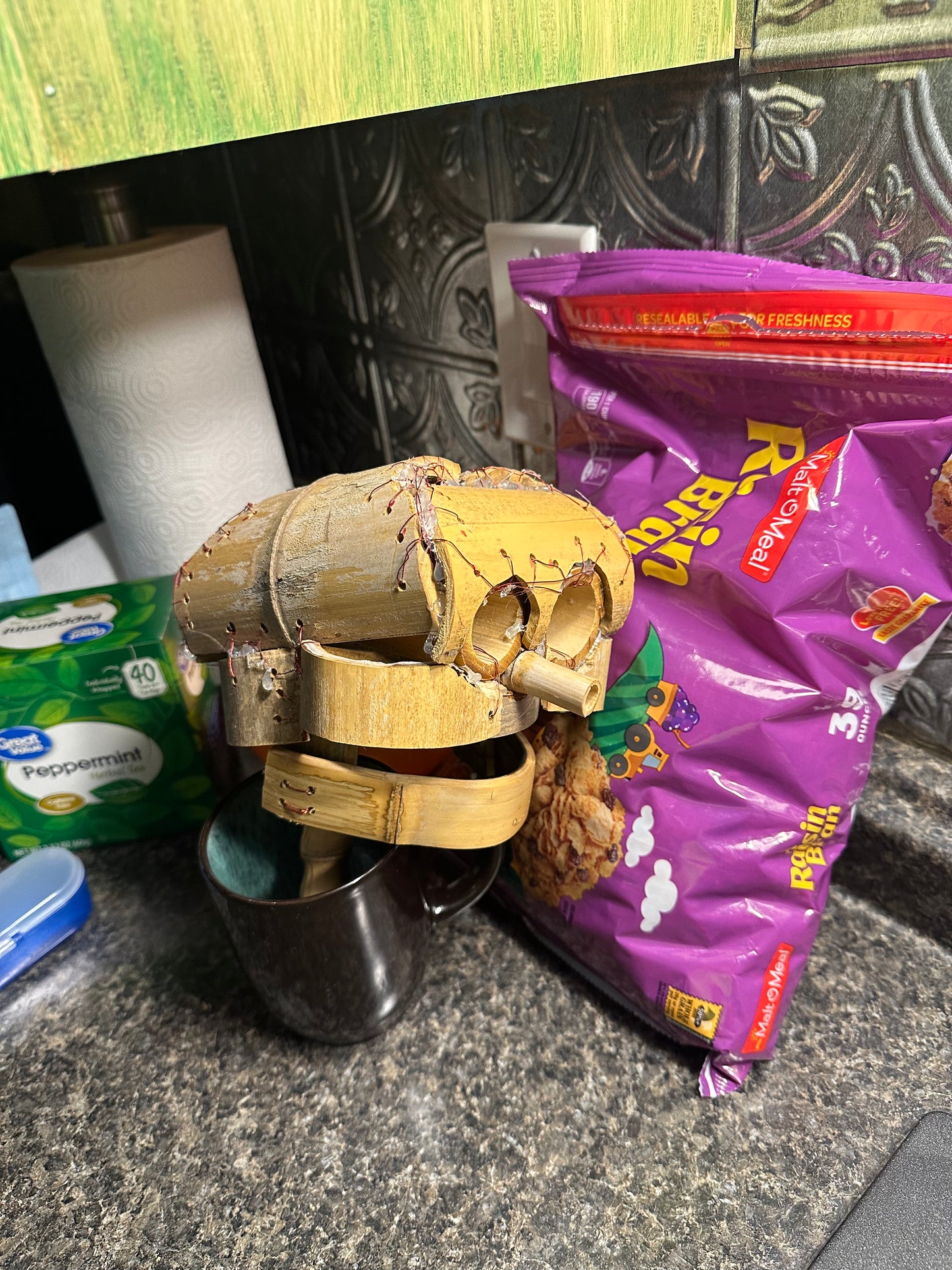 Handcrafted Bamboo Skull Sculpture — Natural Bamboo Art